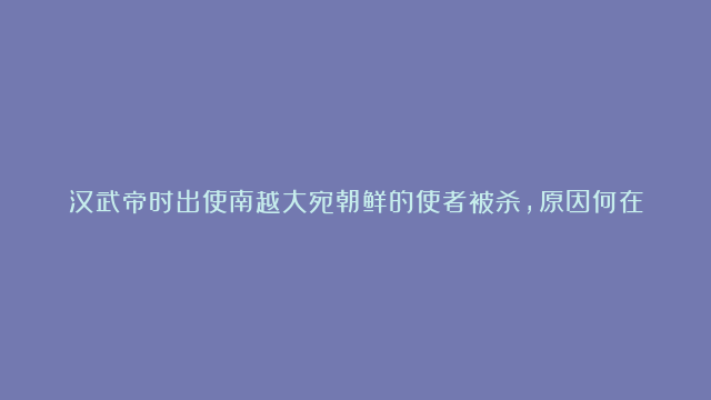 汉武帝时出使南越大宛朝鲜的使者被杀，原因何在？为何使者总被杀