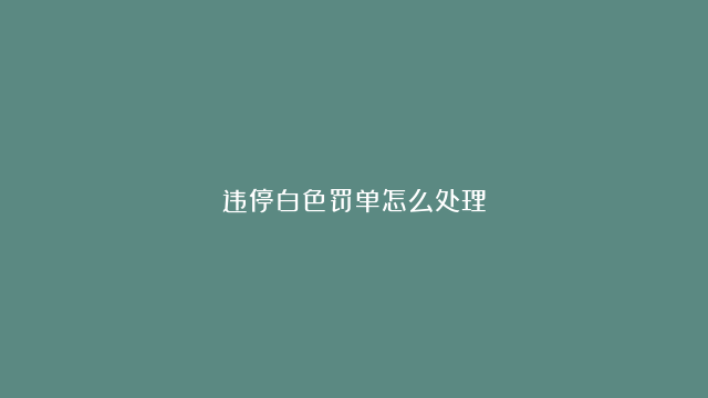 违停白色罚单怎么处理