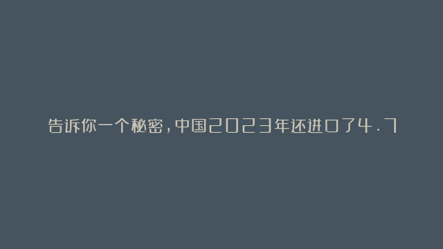 告诉你一个秘密，中国2023年还进口了4.7亿吨煤炭，还有1.4