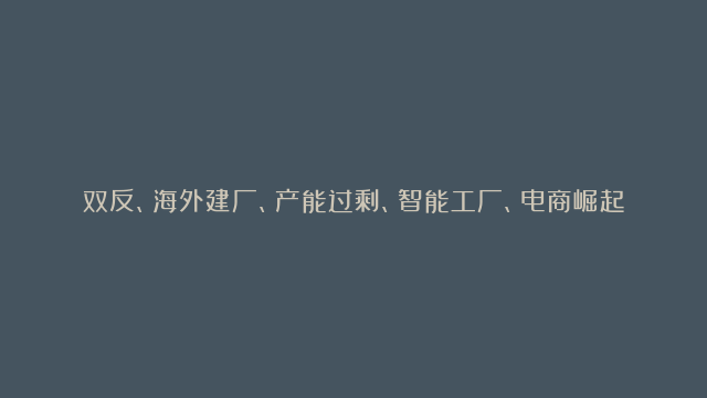 双反、海外建厂、产能过剩、智能工厂、电商崛起，渠道变革……中国轮胎…