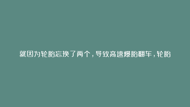 就因为轮胎忘换了两个，导致高速爆胎翻车，轮胎最好一次性更换全部，才能保持每…