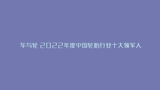 《车与轮》2022年度中国轮胎行业十大领军人物名单揭晓，恭贺以下轮胎行业的…