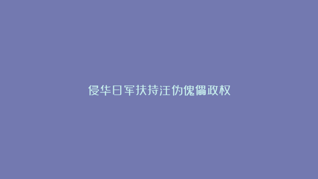 侵华日军扶持汪伪傀儡政权