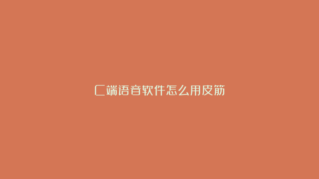 C端语音软件怎么用皮筋