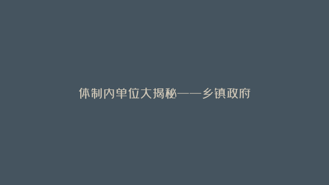 体制内单位大揭秘——乡镇政府