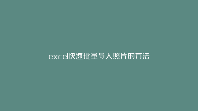 excel快速批量导入照片的方法