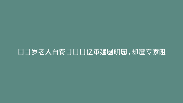 83岁老人自费300亿重建圆明园，却遭专家阻止，如今已经快要完工