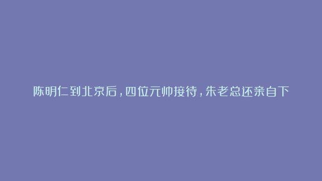 陈明仁到北京后，四位元帅接待，朱老总还亲自下厨