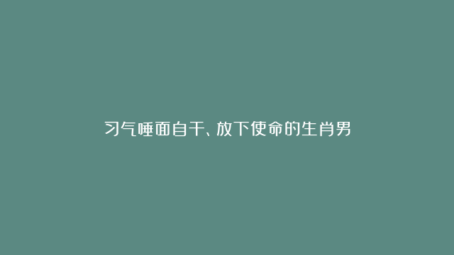 习气唾面自干、放下使命的生肖男