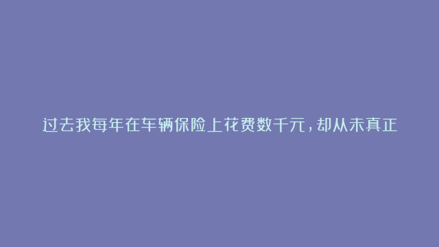 过去我每年在车辆保险上花费数千元，却从未真正动用过这些保障 这在