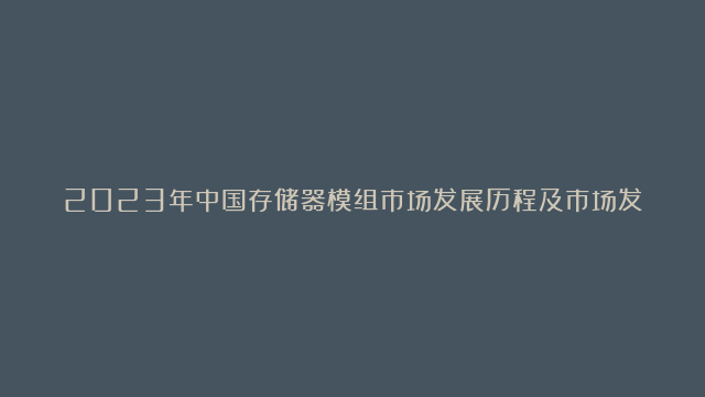 2023年中国存储器模组市场发展历程及市场发展趋势分析[图]