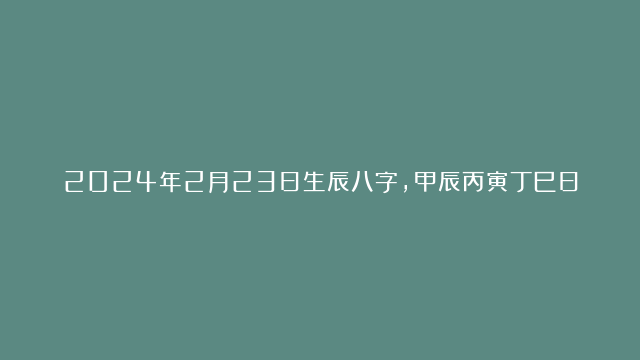 2024年2月23日生辰八字，甲辰丙寅丁巳日命理分析