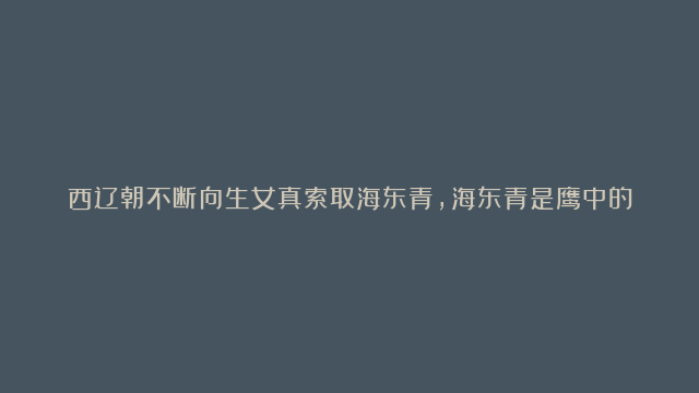 西辽朝不断向生女真索取海东青，海东青是鹰中的极品，鹰中极品海东青，还能去追那个，海东青主要抓的东西就是天鹅