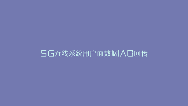 5G无线系统用户面数据IAB回传