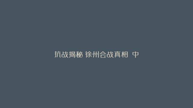 抗战揭秘：徐州会战真相？（中）