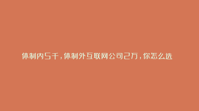 体制内5千，体制外互联网公司2万，你怎么选 ？