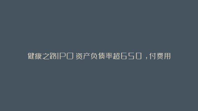 健康之路IPO：资产负债率超650%，付费用户骤降