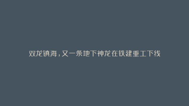 双龙镇海，又一条地下神龙在铁建重工下线