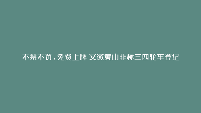 不禁不罚，免费上牌！安徽黄山非标三四轮车登记备案，更方便上路