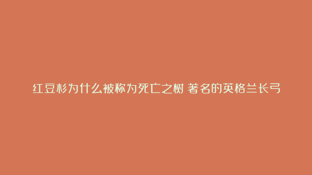 红豆杉为什么被称为死亡之树？著名的英格兰长弓就是用它制成的