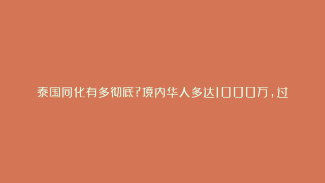 泰国同化有多彻底?境内华人多达1000万,过中国春节,却不会讲中文