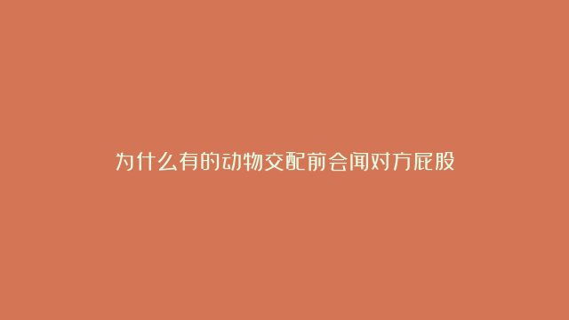 为什么有的动物交配前会闻对方屁股？