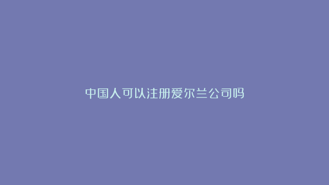 中国人可以注册爱尔兰公司吗