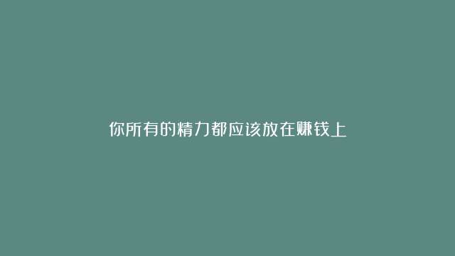 你所有的精力都应该放在赚钱上！