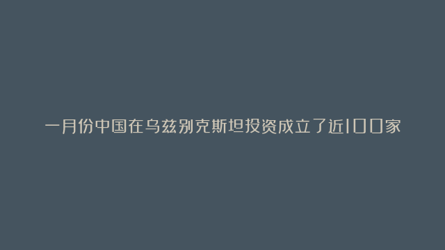 一月份中国在乌兹别克斯坦投资成立了近100家企业