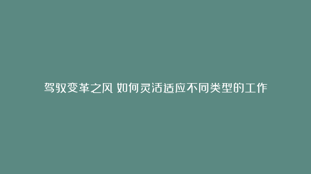 驾驭变革之风：如何灵活适应不同类型的工作