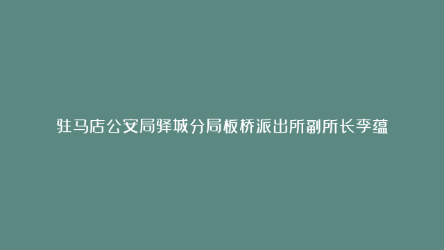 驻马店公安局驿城分局板桥派出所副所长李蕴