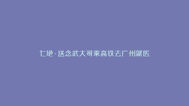 七绝·送念武大哥乘高铁去广州就医