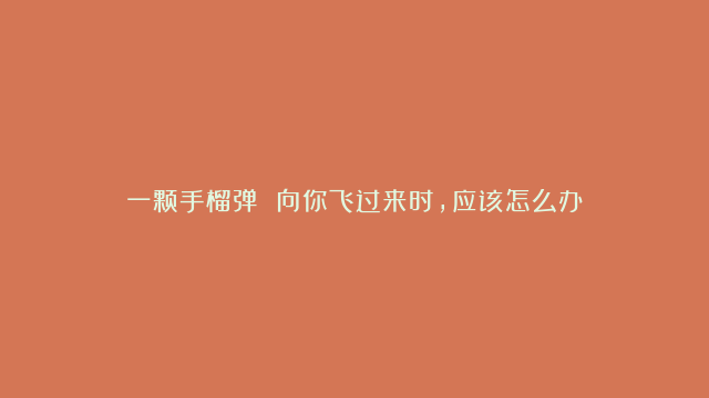 一颗手榴弹 向你飞过来时，应该怎么办？