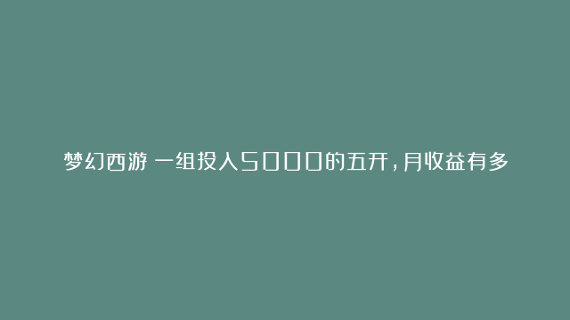 梦幻西游：一组投入5000的五开，月收益有多少？过来人展示