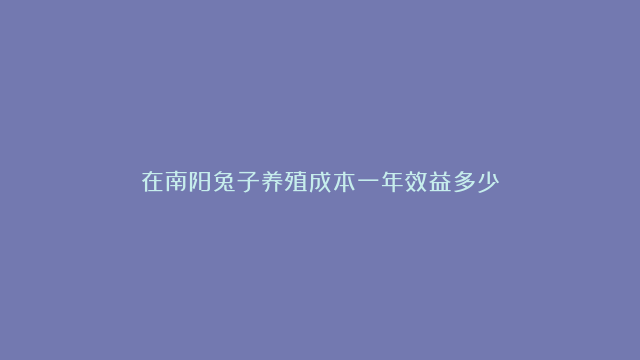 在南阳兔子养殖成本一年效益多少