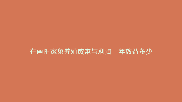 在南阳家兔养殖成本与利润一年效益多少