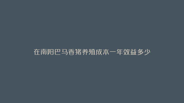 在南阳巴马香猪养殖成本一年效益多少