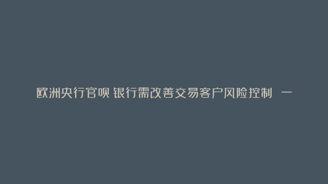 欧洲央行官员：银行需改善交易客户风险控制 一些银行存在重大缺陷|银行