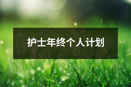 护士年终个人计划