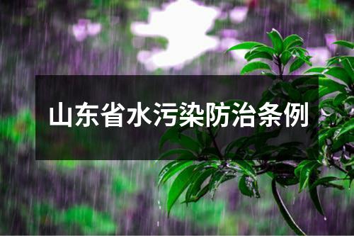 山东省水污染防治条例