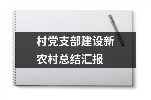 村党支部建设新农村总结汇报