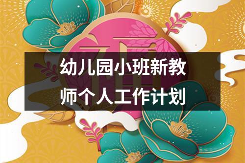 幼儿园小班新教师个人工作计划