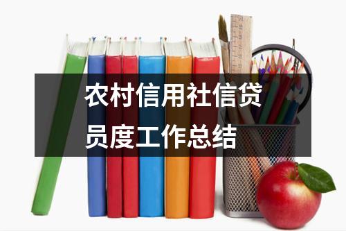 农村信用社信贷员度工作总结