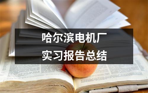 哈尔滨电机厂实习报告总结