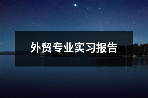 外贸专业实习报告