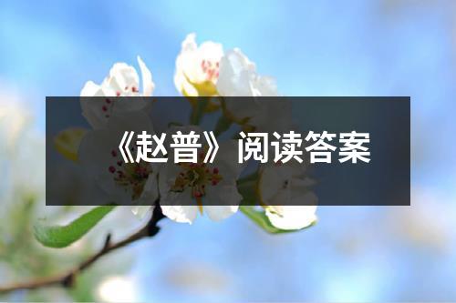 《赵普》阅读答案