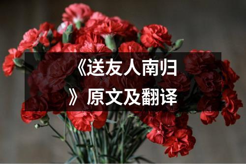 《送友人南归》原文及翻译