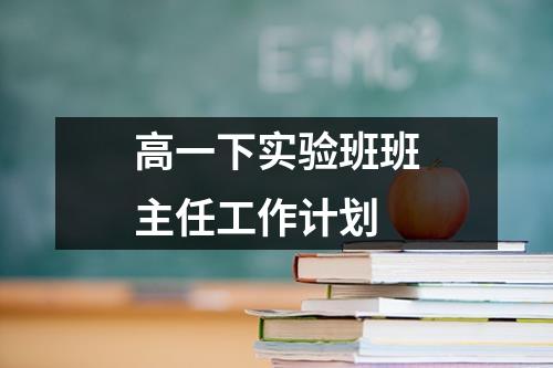 高一下实验班班主任工作计划