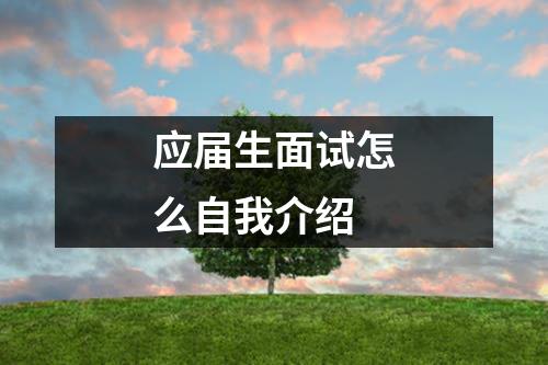 应届生面试怎么自我介绍