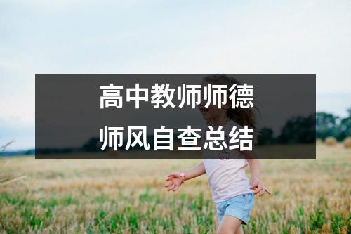 高中教师师德师风自查总结